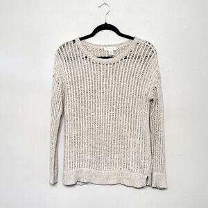 Motherhood Maternity Sweater Medium White Open Knit Long Sleeve Pullover